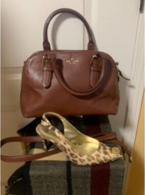 Kate Spade cocoa  brown leather satchel dome style bag